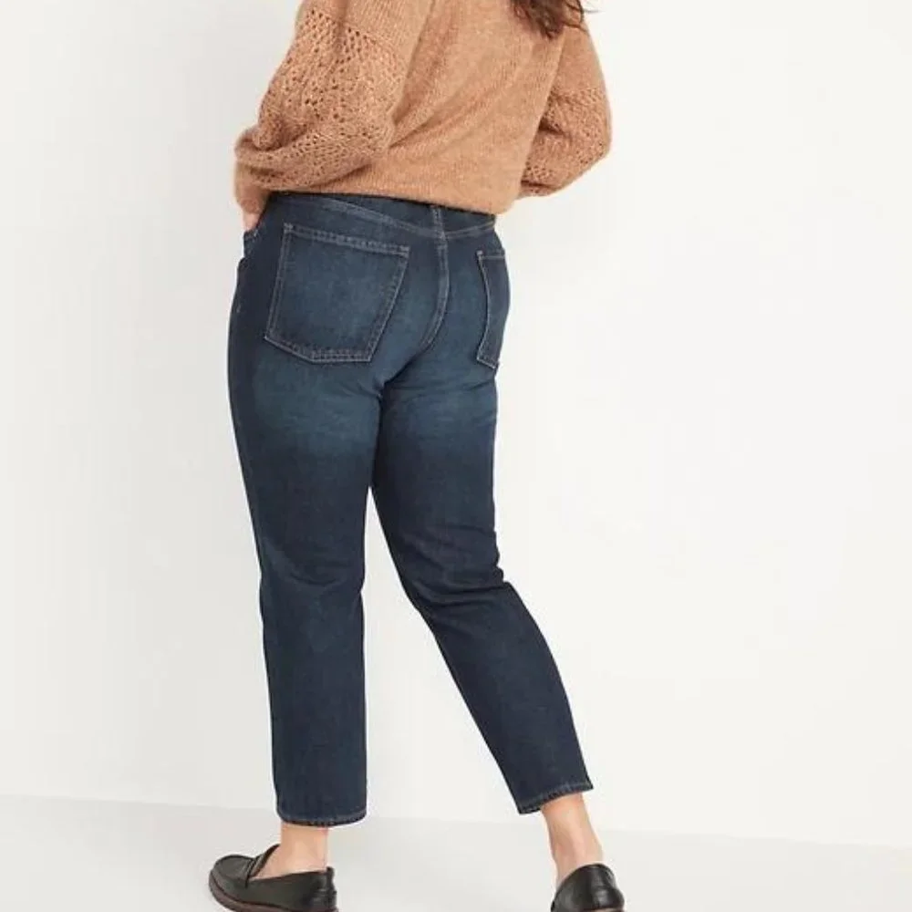 Old Navy High-Waisted Button-Fly Slouchy Straight Cropped Jeans for Women New - Picture 4 of 9